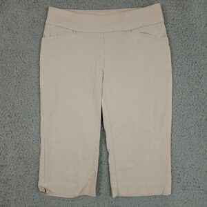 Chicos Pedal Pushers Womens 00 US XS Beige Shorts Pull On Stretch Casual Minimal